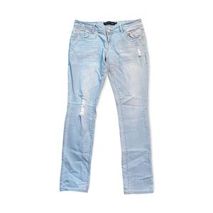 Rue 21 Size 9/10 Womens Light Wash Straight Leg Ripped Regular Jeans